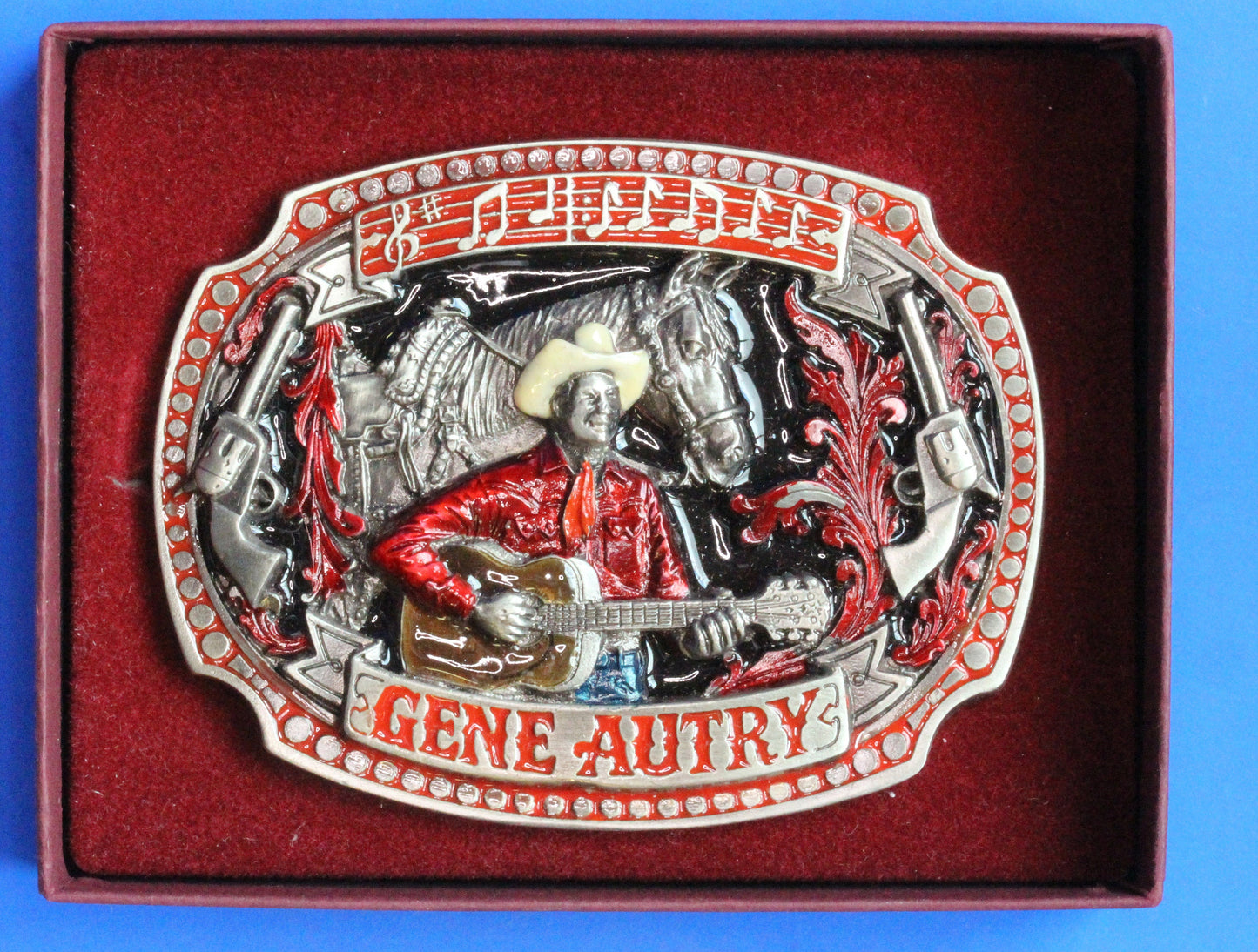 Vintage Boxed Fine American Pewter Buckle, Gene Autry, for 1.5 inch belt  [R04/25 29893]