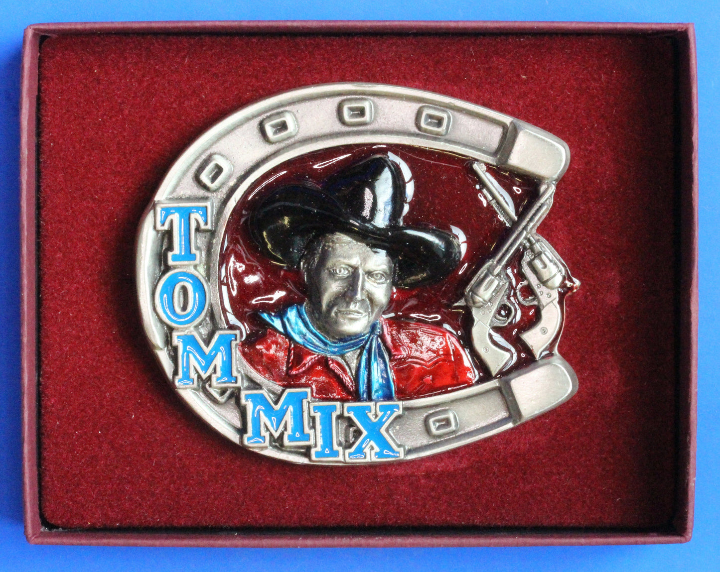 Vintage Boxed Fine American Pewter Buckle, Tom Mix, for 1.5 inch belt  [R04/25 29895]