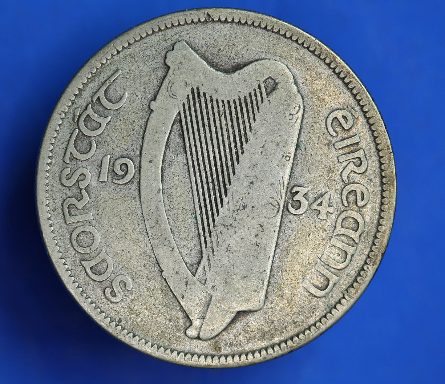 GENUINE 1934 Irish Half Crown 2/6 Ireland EIRE coin, 75% silver, Irish Hunter Horse [R05/25 30070]