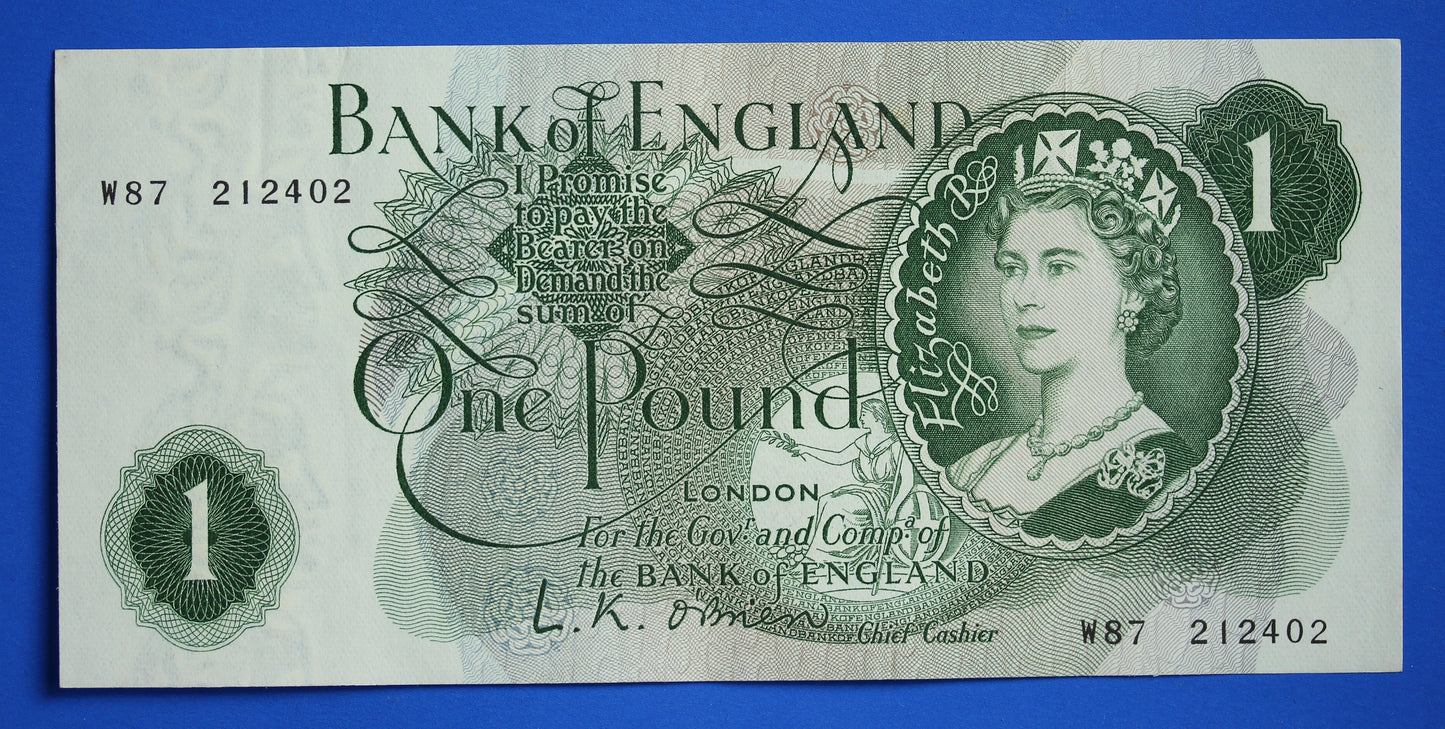 3x 1960 Bank of England One pound 1 pound, O'Brien "W87" Elizabeth II banknotes CONSECUTIVE   [06/24 30228]