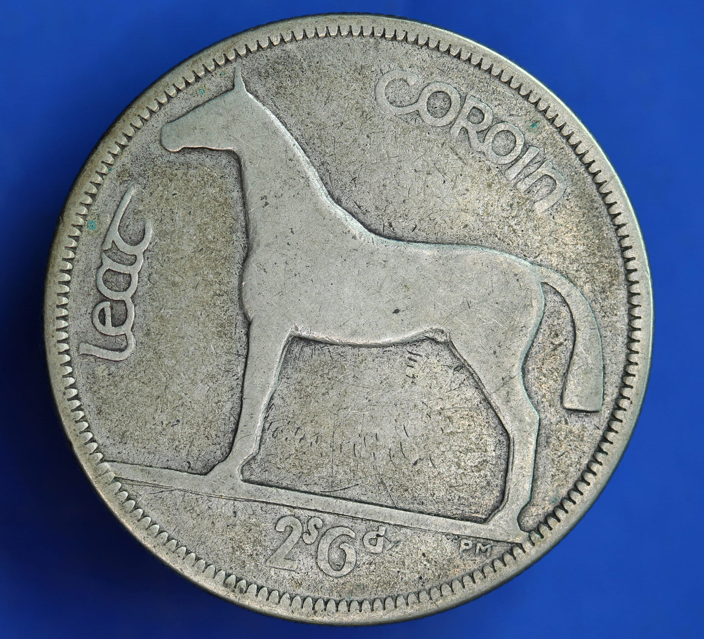 GENUINE 1934 Irish Half Crown 2/6 Ireland EIRE coin, 75% silver, Irish Hunter Horse [05/24 30070]