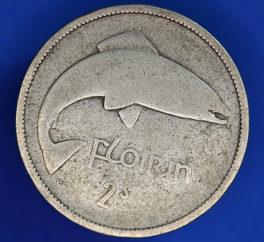 GENUINE 1939 Irish florin two shilling Ireland EIRE coin, 75% silver [06/24 30282]
