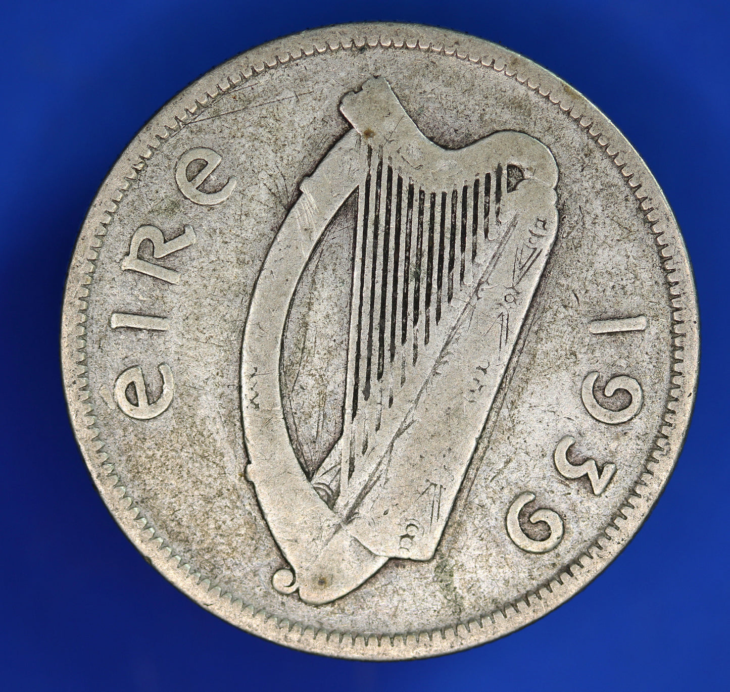 GENUINE 1939 Irish florin two shilling Ireland EIRE coin, 75% silver [06/24 30283]