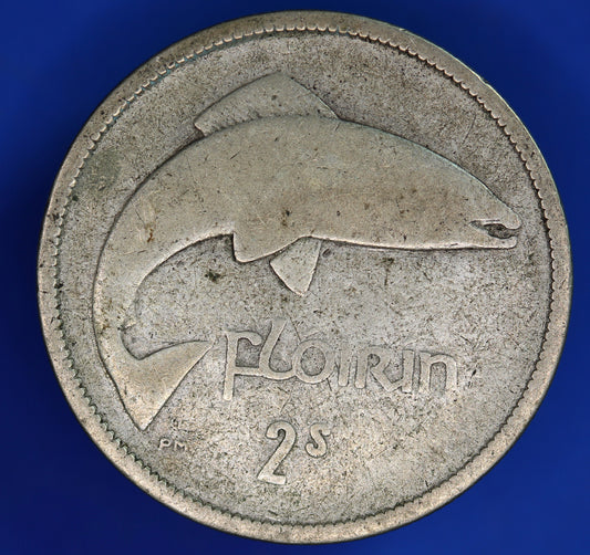 GENUINE 1939 Irish florin two shilling Ireland EIRE coin, 75% silver [06/24 30283]