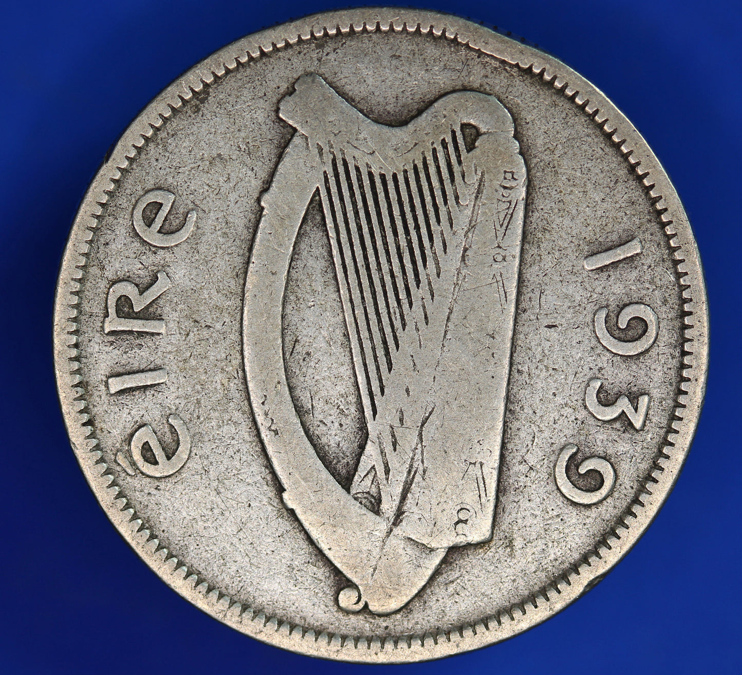 GENUINE 1939 Irish florin two shilling Ireland EIRE coin, 75% silver [06/24 30282]