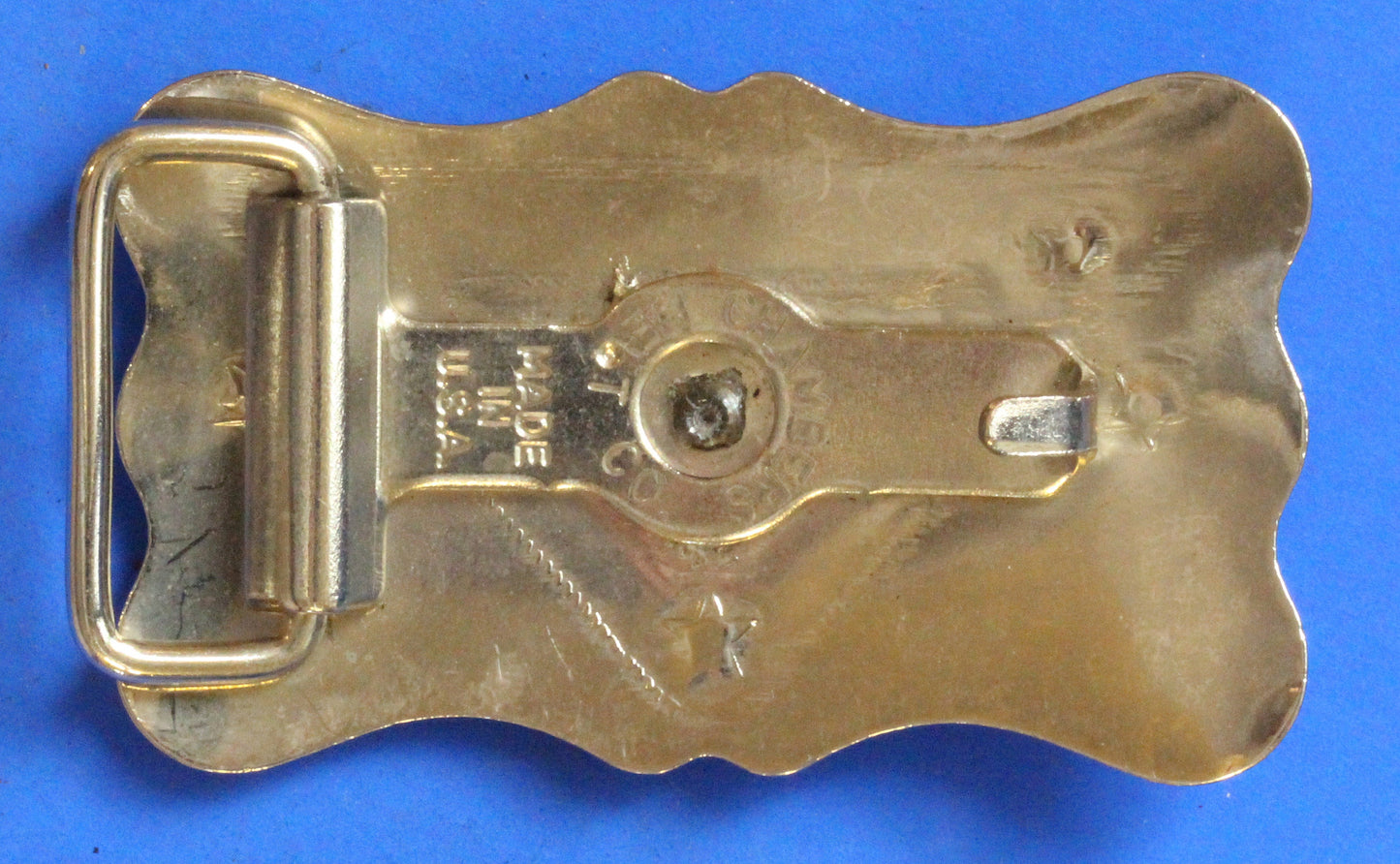 Vintage Steer's Head belt buckle, Chambers & Co USA, 2 3/4 x 1 1/2 inch  [R07/25 30585]