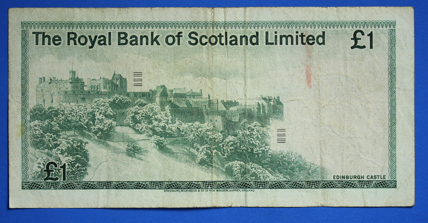 1977 Royal Bank of Scotland Ltd One Pound Banknote, Scottish Banknote, Edinburgh Castle   [07/24 30604]