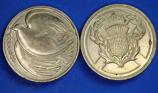 Elizabeth II coin set, High-grades, 1986 & 1995 Two Pound coins, Commonwealth Games, End WW2 50th [08/24 30780]