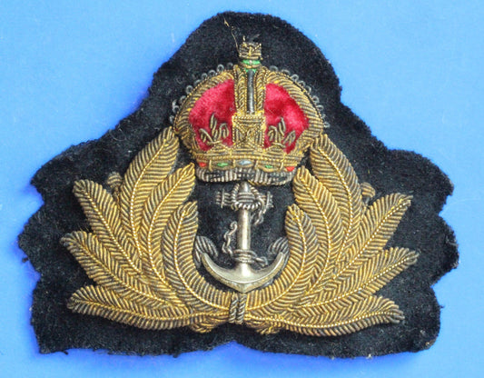 British Vintage World War 2 - WW2 Royal Navy Officier bullion cap badge, W Briggs & Co       [09/24 30973]