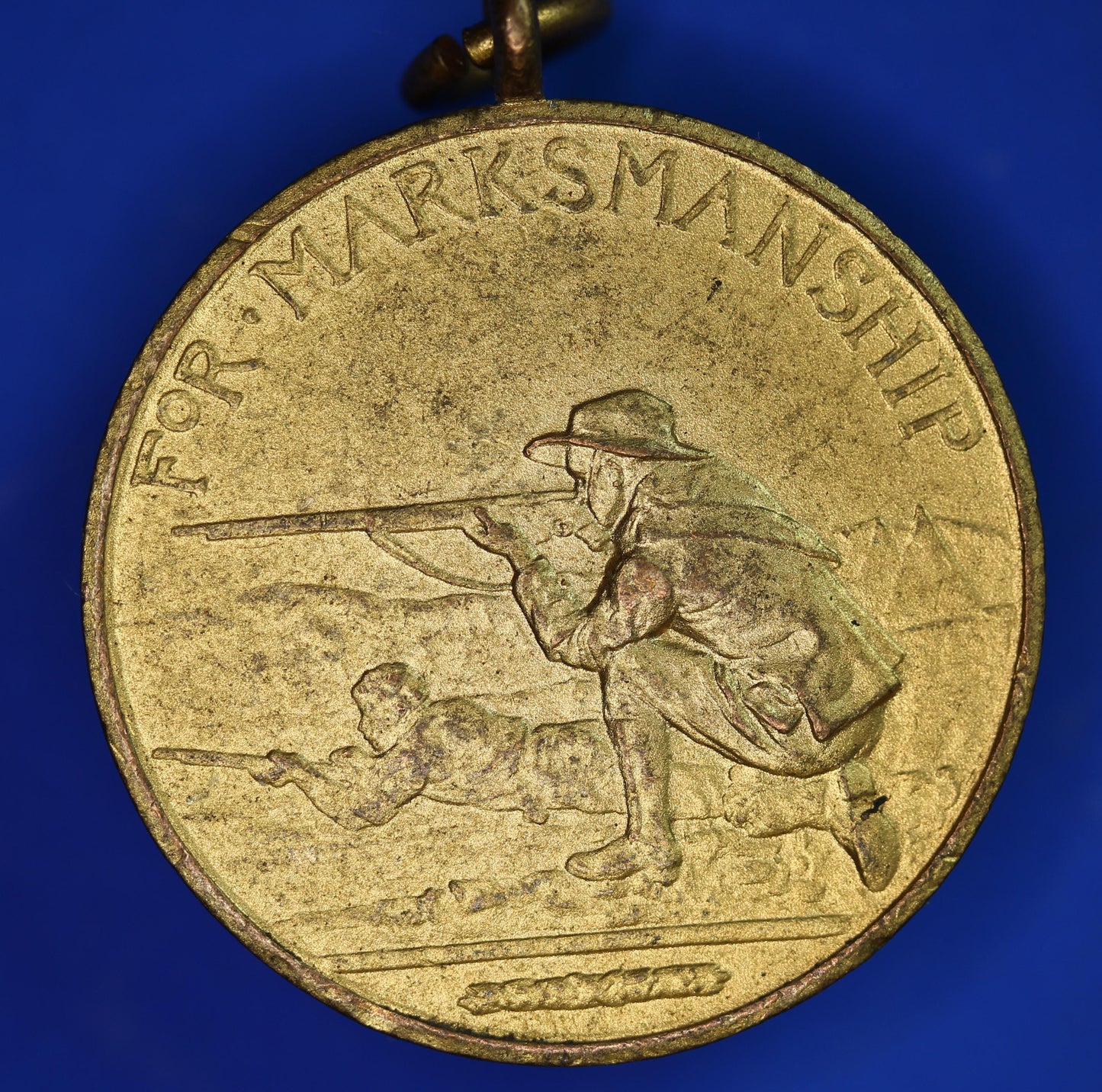 British Sports Medallions - 1966 British Sporting Rifle Club (BSRC) Marksman gold colour medal, 32mm      [P09/25 30850]