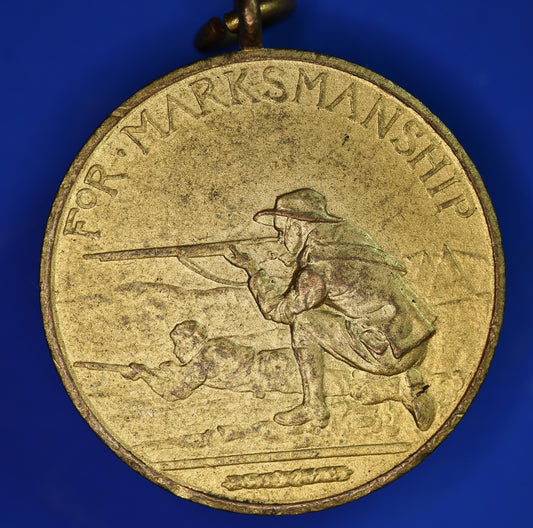 British Sports Medallions - 1966 British Sporting Rifle Club (BSRC) Marksman gold colour medal, 32mm      [P09/25 30850]