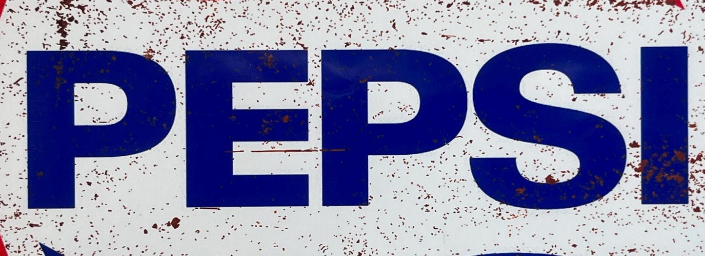 Metal Vintage Style Wall Sign - Pepsi Cola Advertising Sign, Rusty look, 10.5 x 7 inch [PEP1]
