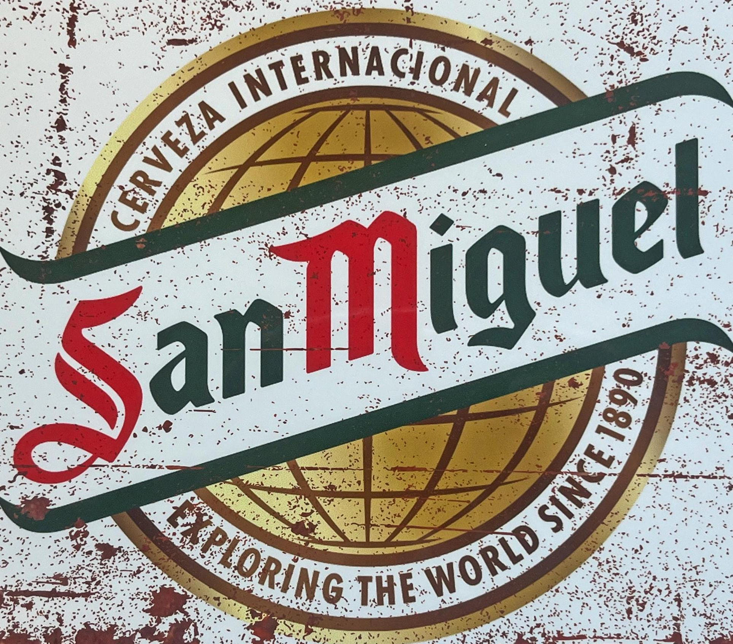 Metal Vintage Style Wall Sign - San Miguel Beer Cerveza Advertising Sign, Rusty look, 10.5 x 7 inch [SANM1]