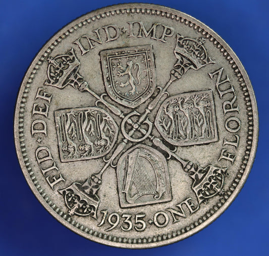 GENUINE British Coin -  1935 George V florin, 50% silver coin  [10/24 27375]