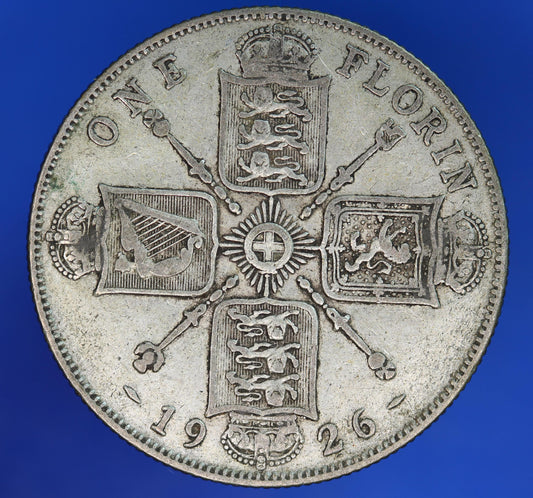 GENUINE British Coin -  1926 George V florin, 50% silver coin  [10/24 31279]