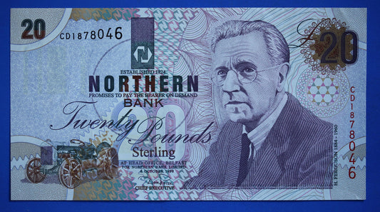 1999 Nothern Bank, Northern Ireland, Twenty pound, 20 pound, banknote   [R10/25 31057]