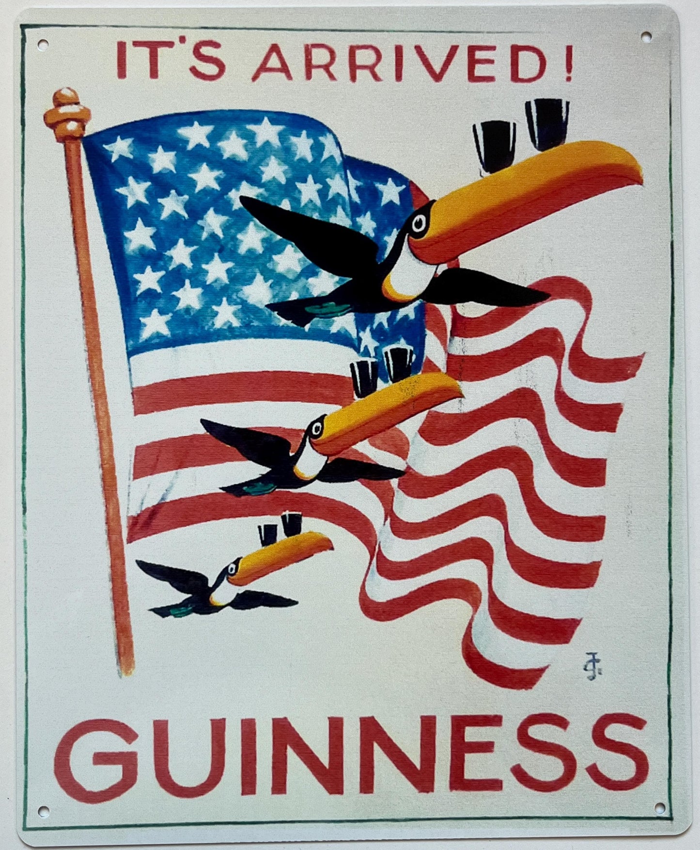 Metal Vintage Style Wall Sign - It's Arrived Guinness - USA /Stars & Stripes, 10 x 8 inch [GUIN9]