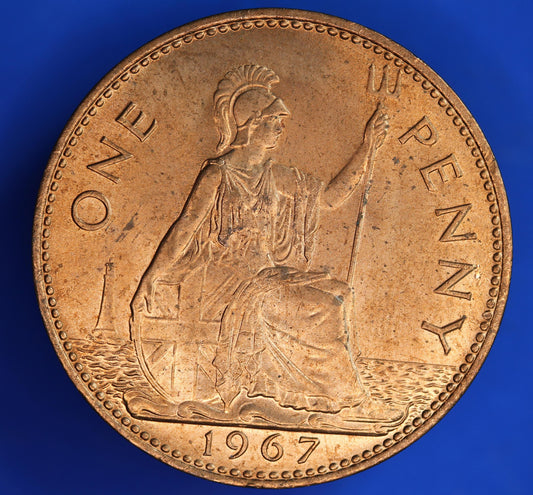 GENUINE British Coin -  1967 Elizabeth II penny, Elizabeth II  [10/24 27564]