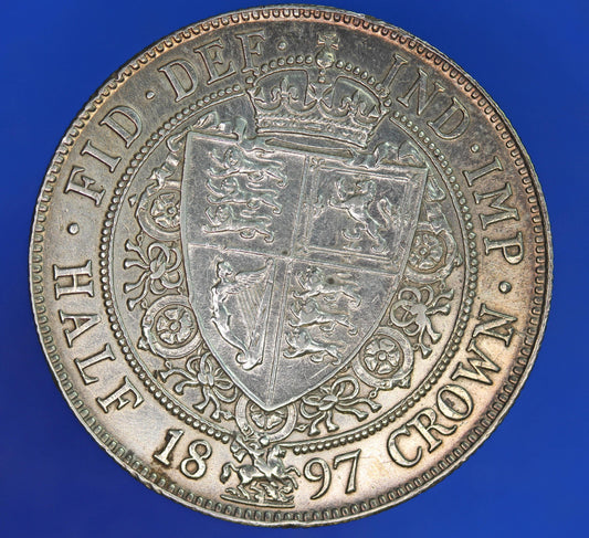 GENUINE British Coin -  1897 Victoria Old Head Half Crown 2/6, 92.5% silver coin  [R10/25 31268]