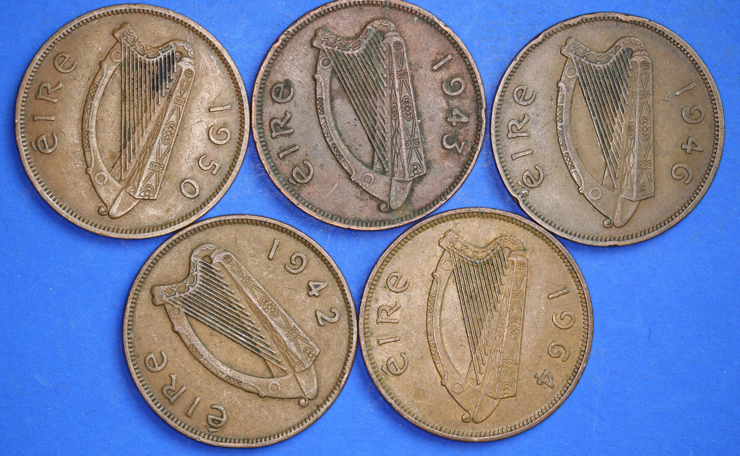 GENUINE Collection Irish Penny 1d EIRE Ireland coins, Hen with chicks, different dates [11/24 31414]