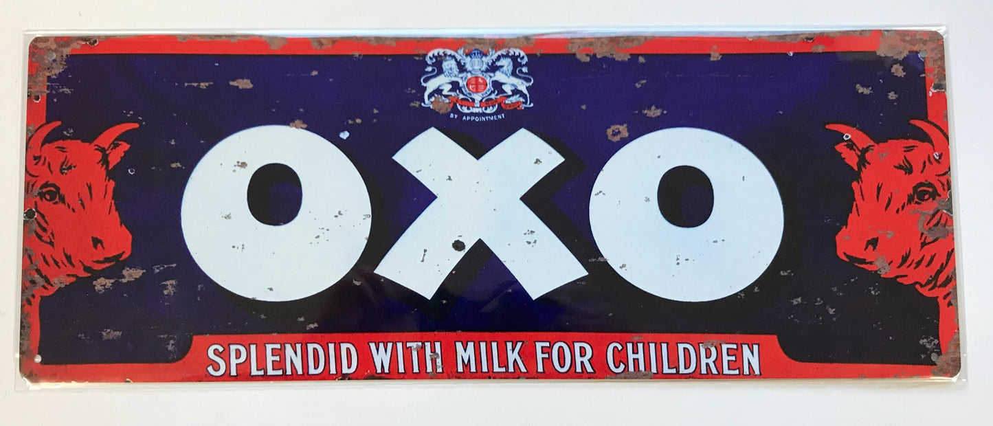 Aluminium Vintage Style Wall Sign - Oxo cube traditional sign 12x6 inch [OXO1]