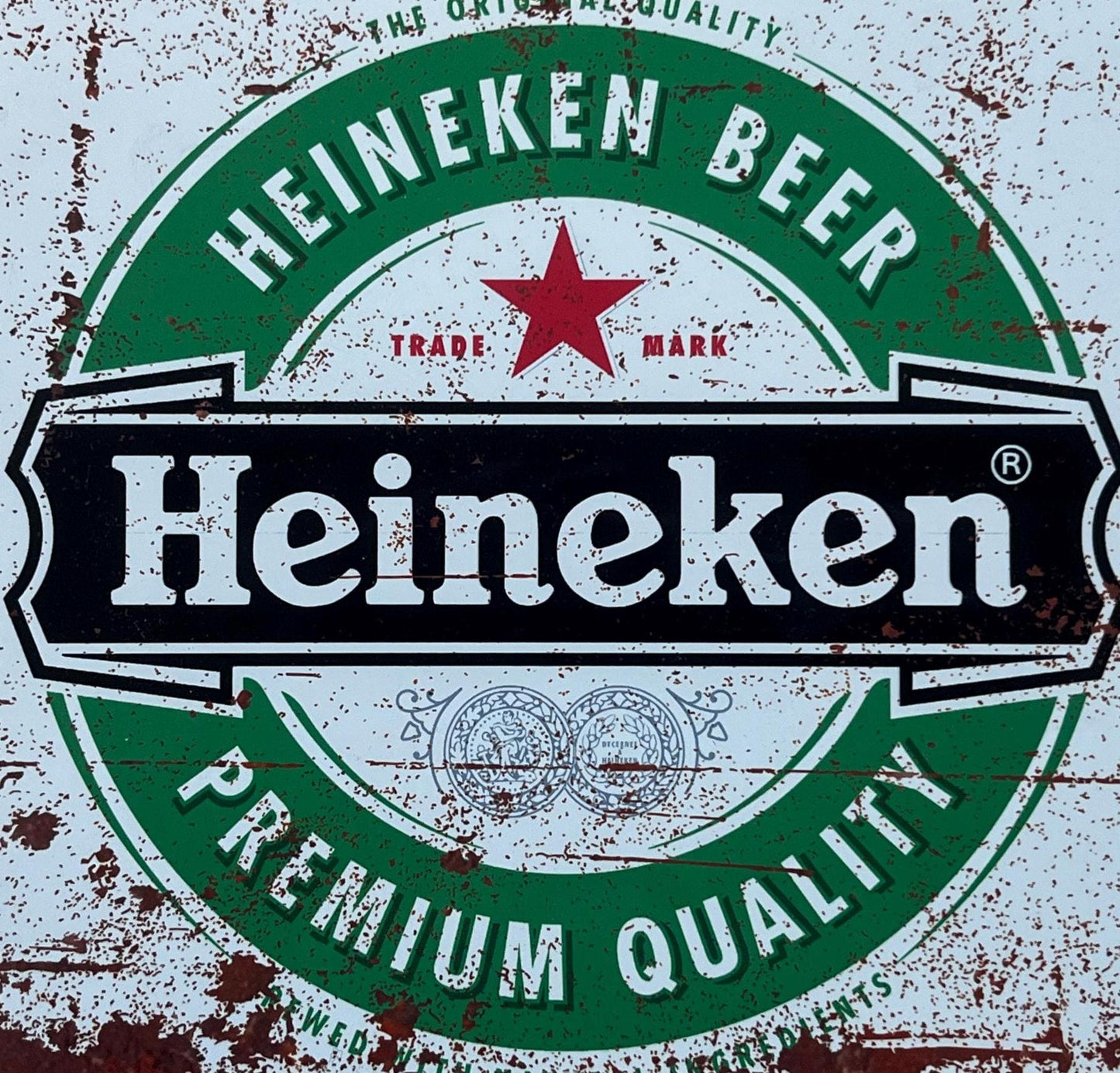 Metal Vintage Style Wall Sign - Heineken Premium Quality Beer Advertising Sign, Rusty look, 10.5 x 7 inch [HEIN1]