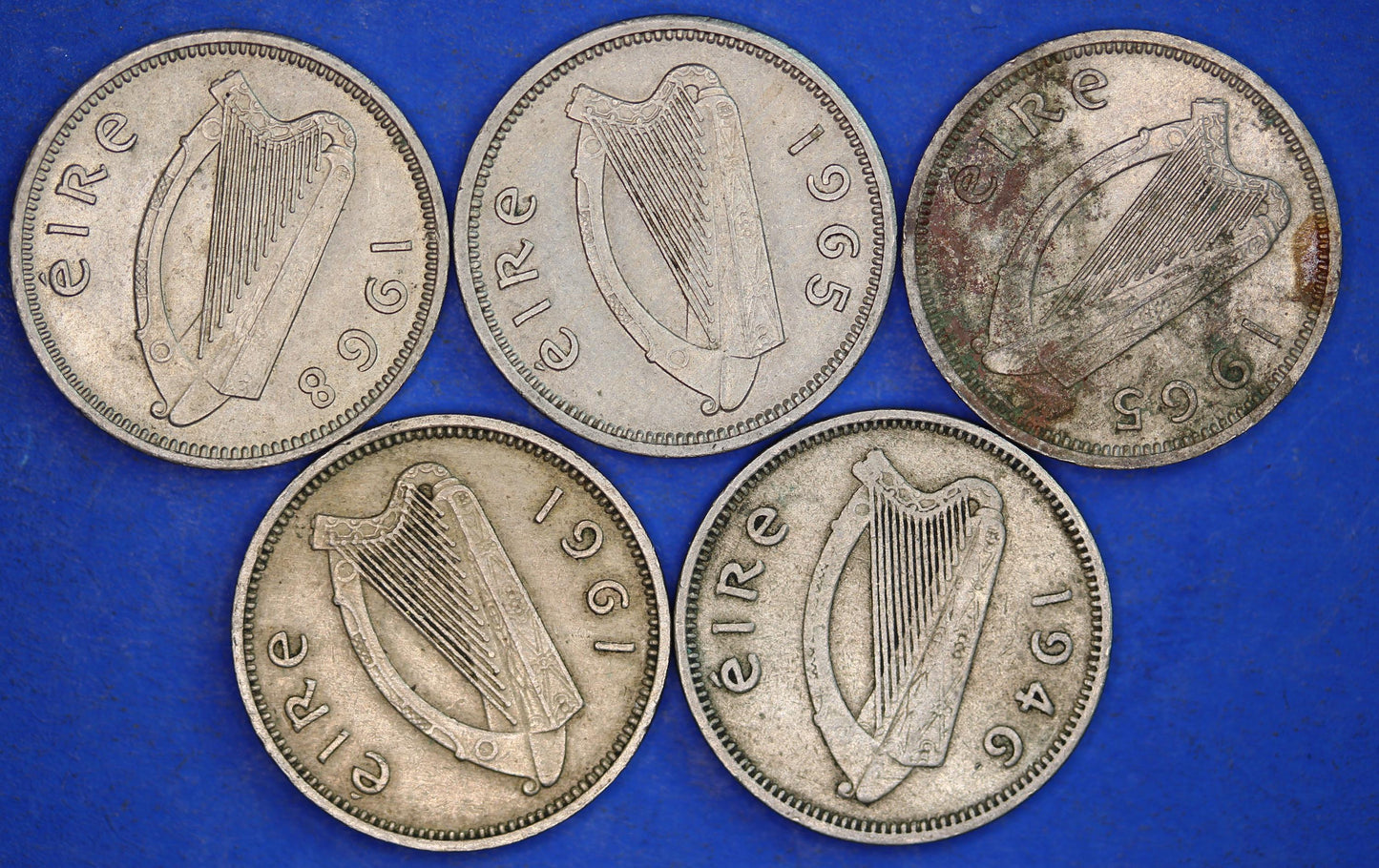 GENUINE 5 Irish Threepences 3d Ireland EIRE, Irish Hare coins, various dates [11/24 31422]