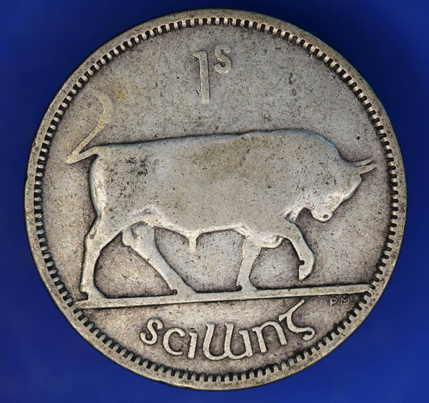 GENUINE 1940 Irish shilling Ireland EIRE coin, 75% silver, Bull Coin [12/24 31601]