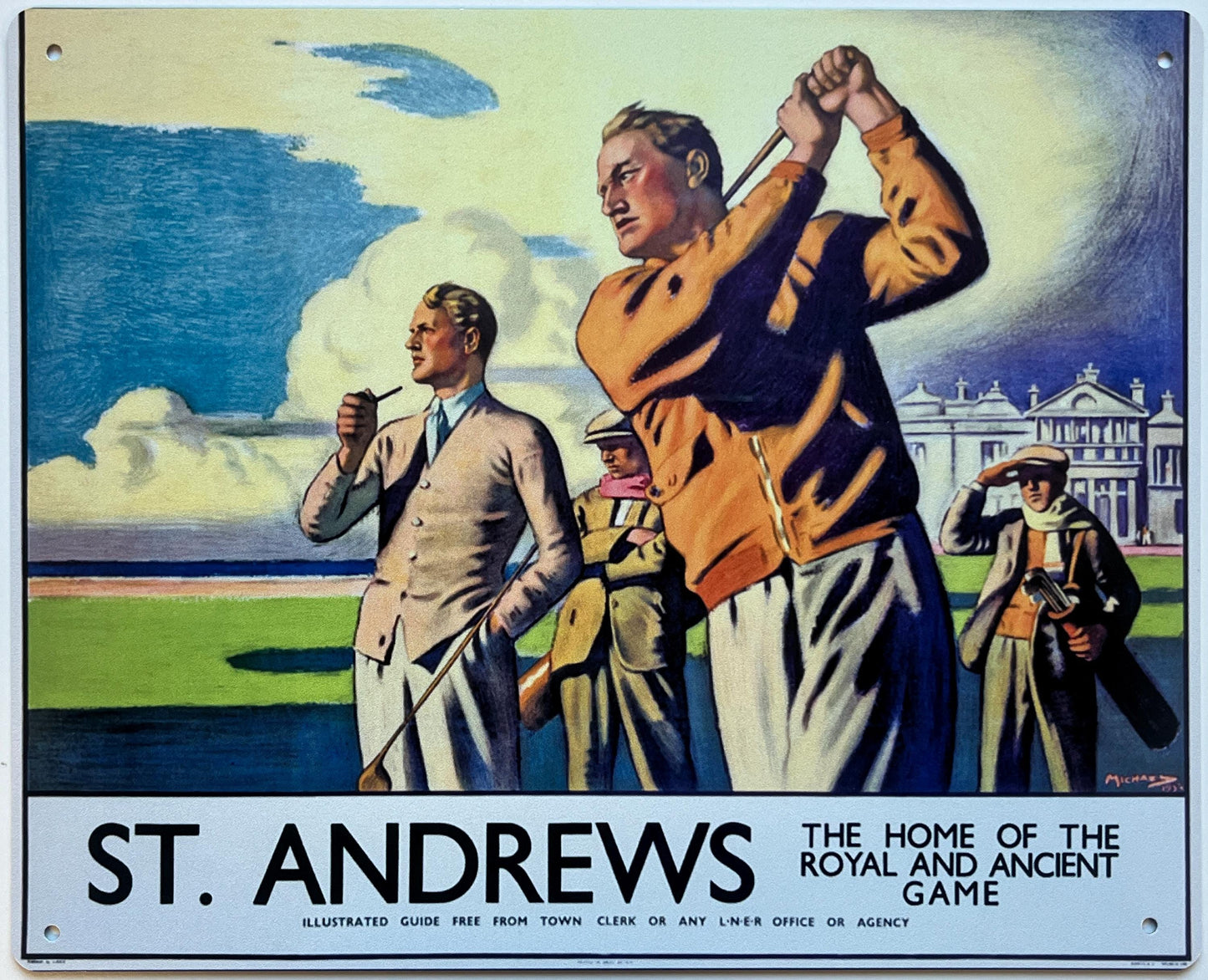 Metal Vintage Style Sign St Andrews The Home Of The Royal And Ancient Game, Scotland, Golf, 10x8 inch [AND1]