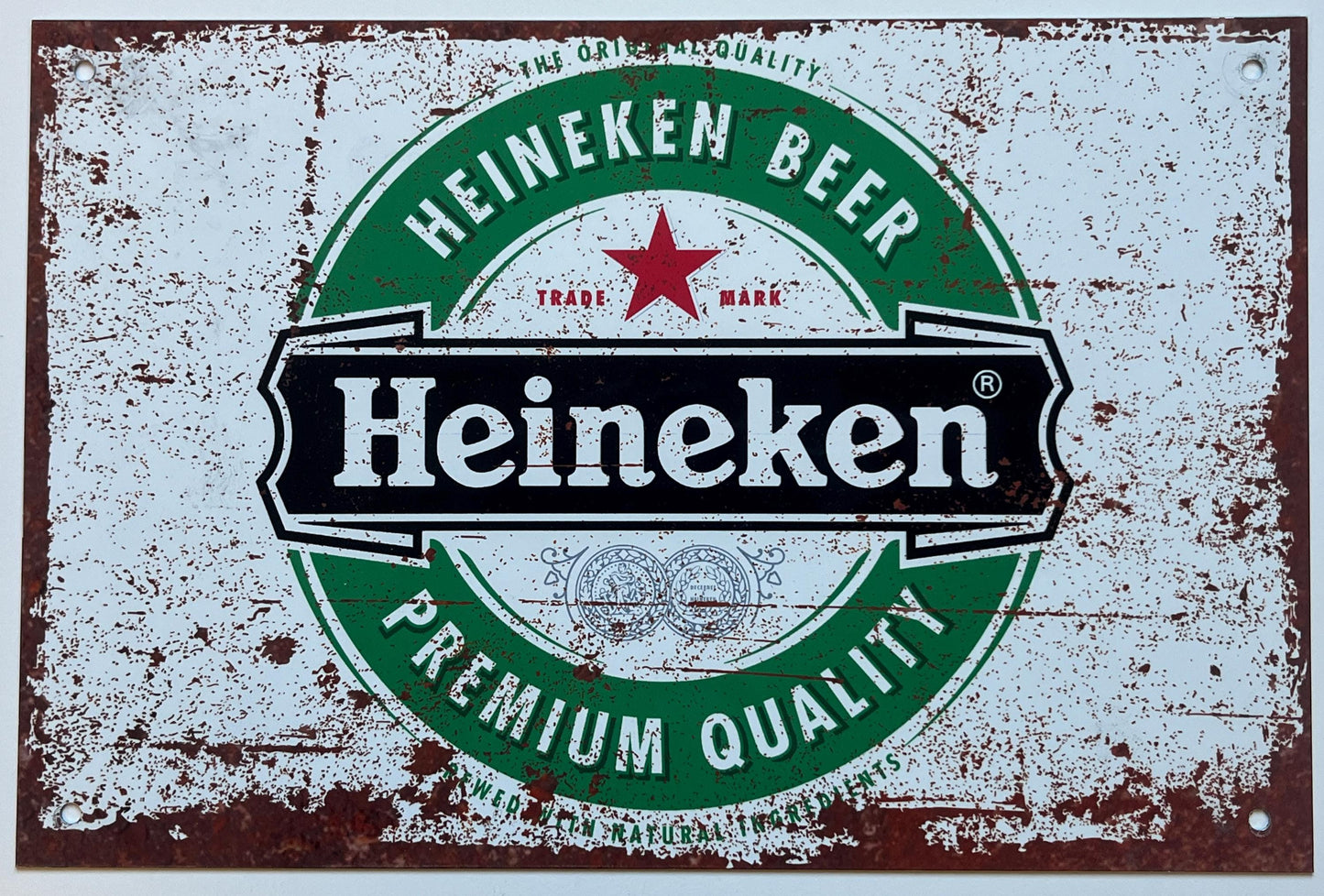 Metal Vintage Style Wall Sign - Heineken Premium Quality Beer Advertising Sign, Rusty look, 10.5 x 7 inch [HEIN1]