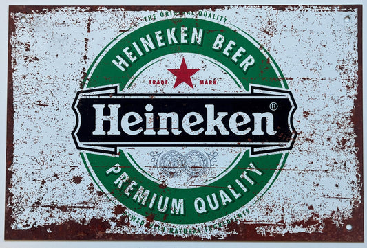 Metal Vintage Style Wall Sign - Heineken Premium Quality Beer Advertising Sign, Rusty look, 10.5 x 7 inch [HEIN1]