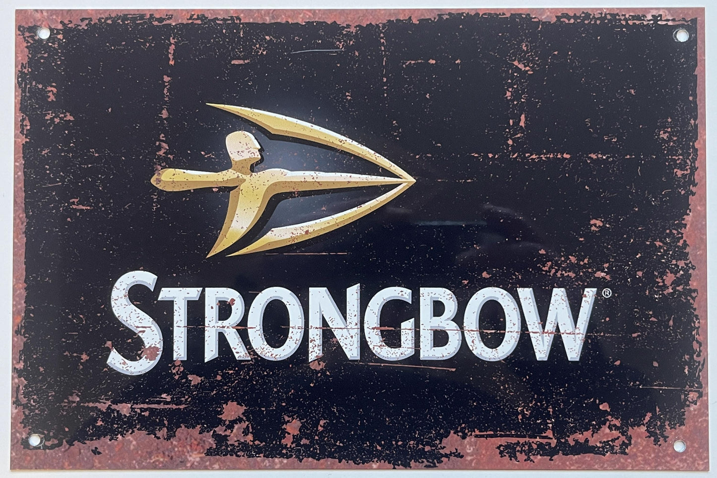 Metal Vintage Style Wall Sign - Strongbow Cider Advertising Sign, Rusty look, 10.5 x 7 inch [STRO1]