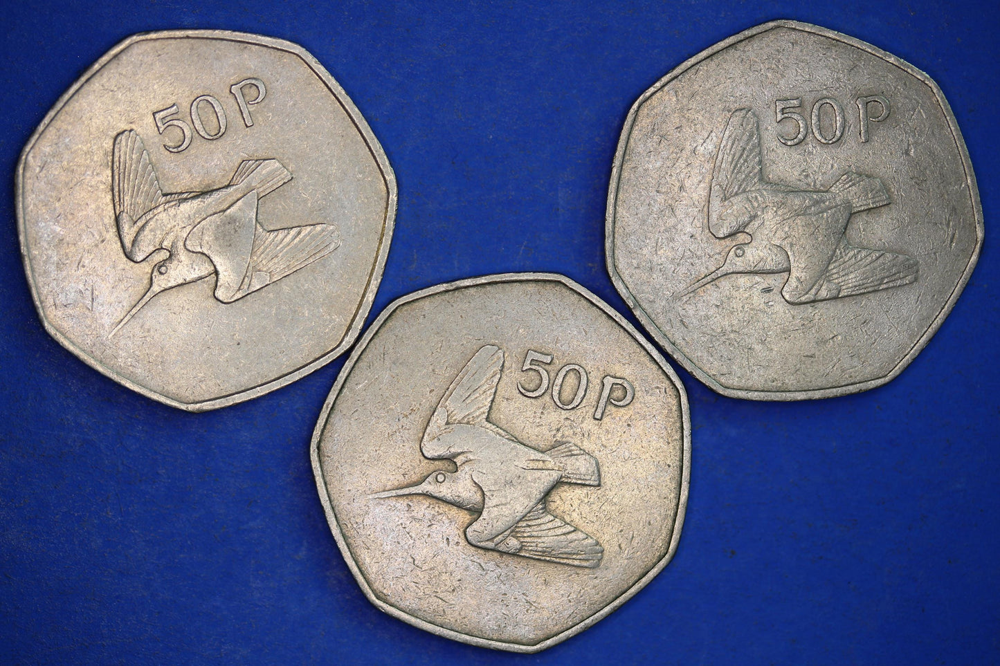 GENUINE Irish Ireland EIRE coins, Collection of Irish Coins - Fifty Pence 50p various dates, Woodcock [12/24 31700]