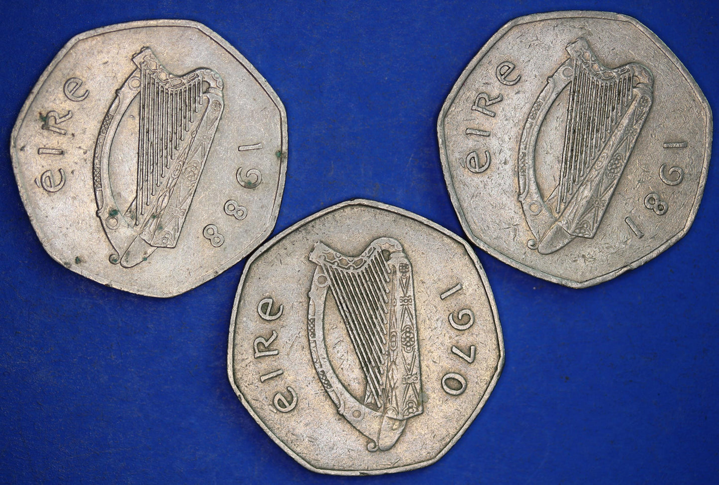 GENUINE Irish Ireland EIRE coins, Collection of Irish Coins - Fifty Pence 50p various dates, Woodcock [12/24 31700]