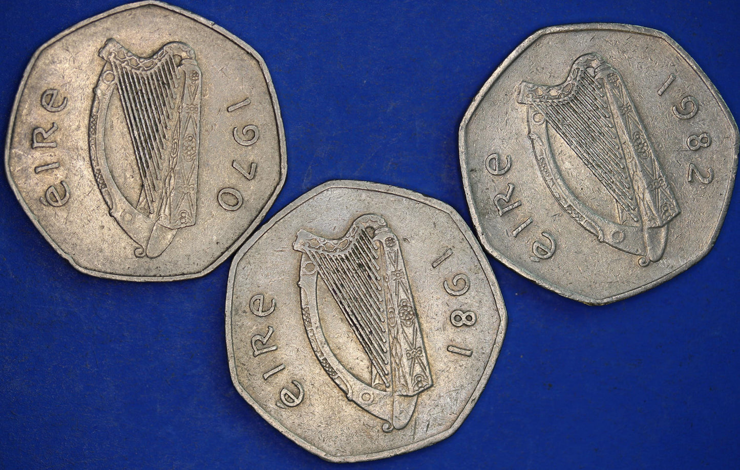GENUINE Irish Ireland EIRE coins, Collection of Irish Coins - Fifty Pence 50p various dates, Woodcock [12/24 31701]