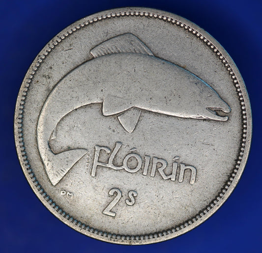 GENUINE 1935 Irish florin two shillings Ireland EIRE coin, 75% silver [10/24 31584]
