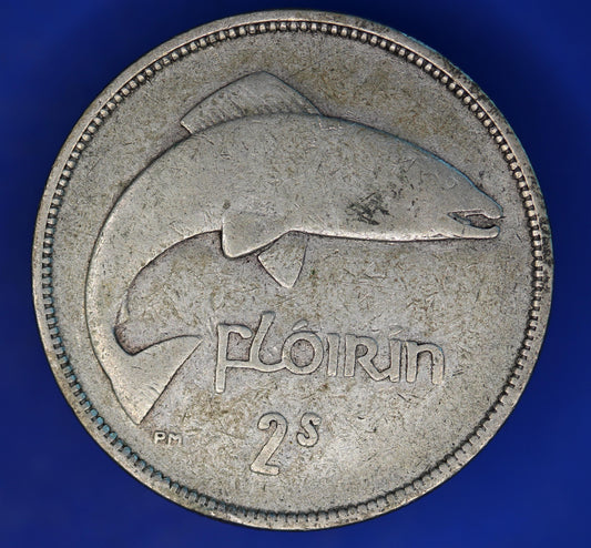 GENUINE 1940 Irish florin two shillings Ireland EIRE coin, 75% silver [12/24 31585]