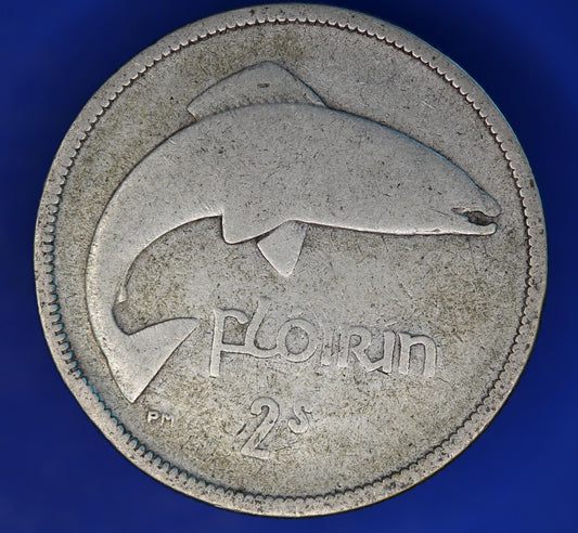 GENUINE 1939 Irish florin two shillings Ireland EIRE coin, 75% silver [12/24 31586]