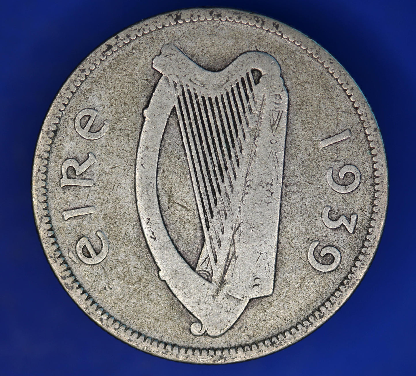 GENUINE 1939 Irish florin two shillings Ireland EIRE coin, 75% silver [12/24 31586]