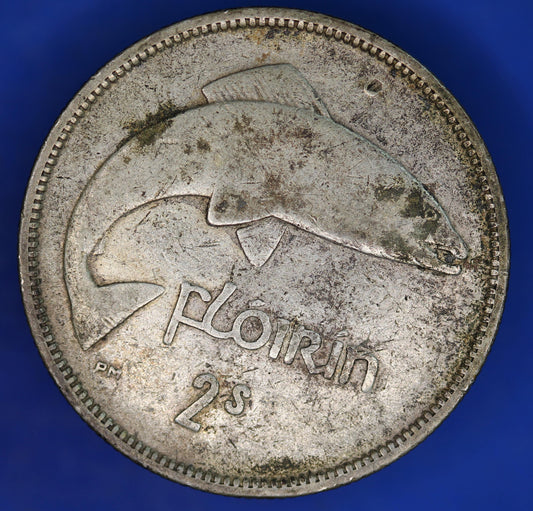 GENUINE 1939 Irish florin two shillings Ireland EIRE coin, 75% silver [12/24 31593]