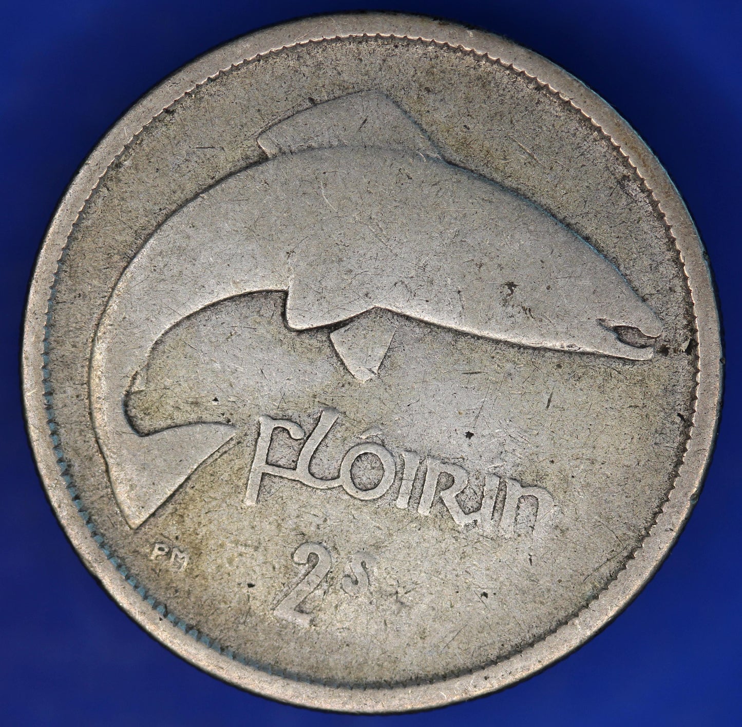 GENUINE 1928 Irish florin two shillings Ireland EIRE coin, Salmon Coin, 75% silver [12/24 31594]