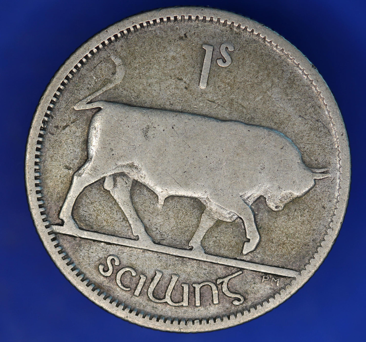 GENUINE 1928 Irish shilling Ireland EIRE coin, 75% silver, Bull Coin [12/24 31587]