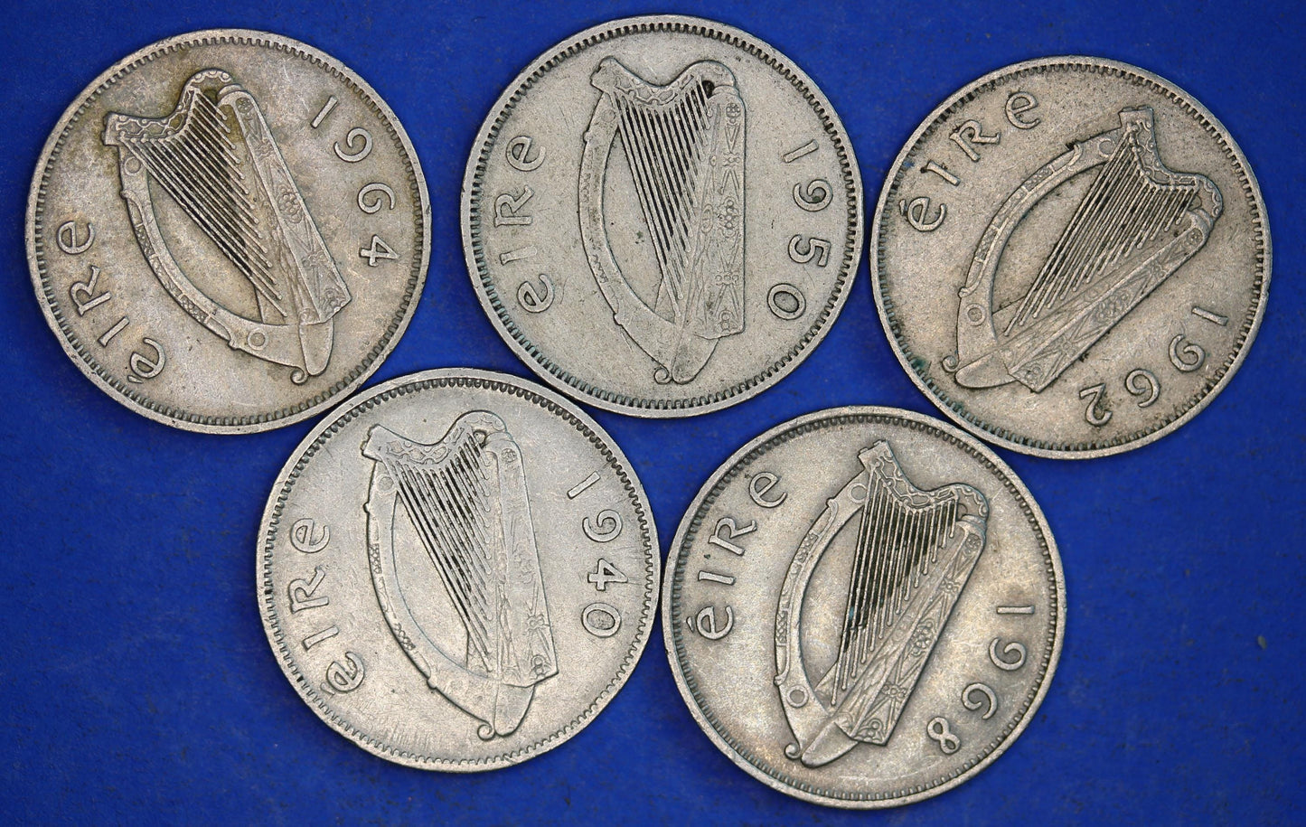 GENUINE 5 Irish Sixpences 6d Ireland EIRE Irish Wolfhound coins, various dates [01/25 31717]