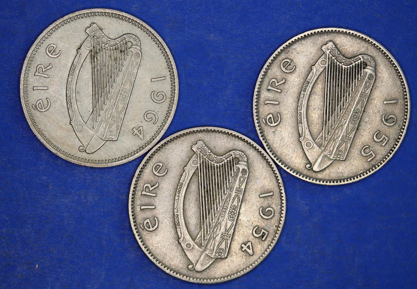 GENUINE 3x Irish shillings Ireland EIRE coins, Various Dates, Bull Coins [01/25 31725]
