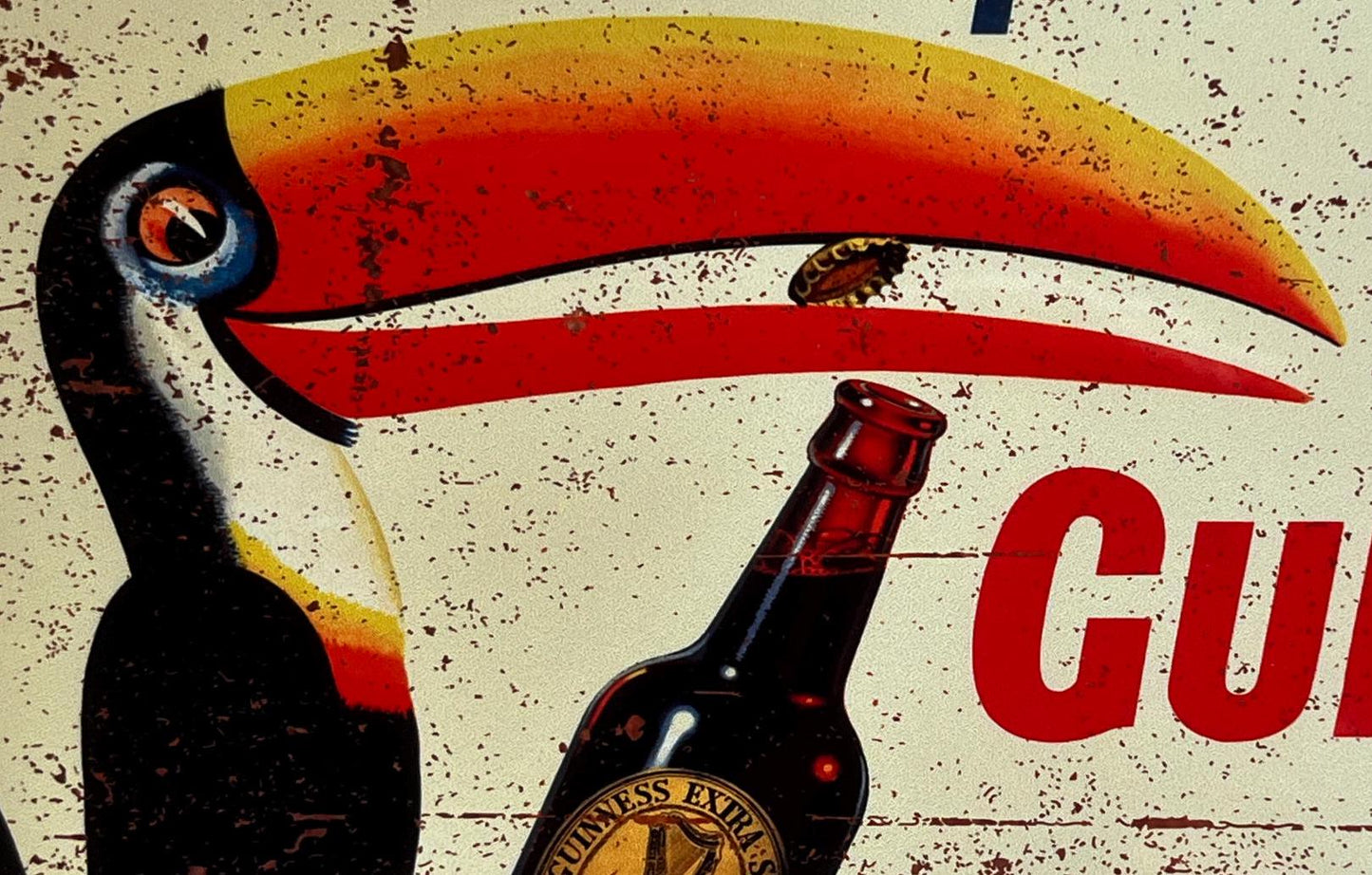 Metal Vintage Style Wall Sign - Guinness Time, Toucan Advertising Sign, Rusty look, 10.5 x 7 inch [GUIN5]