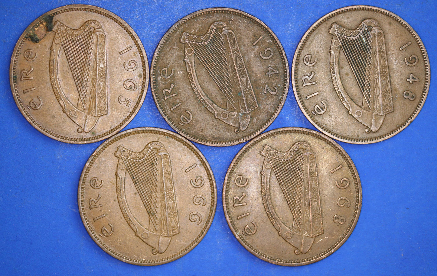 GENUINE Collection Irish Penny 1d EIRE Ireland coins, Hen with chicks, different dates [12/24 31690]