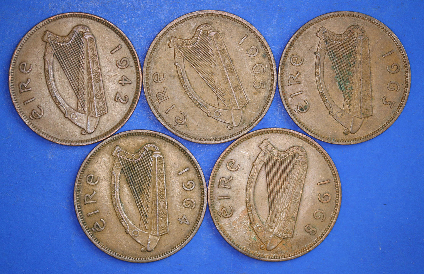 GENUINE Collection Irish Penny 1d EIRE Ireland coins, Hen with chicks, different dates [12/24 31691]
