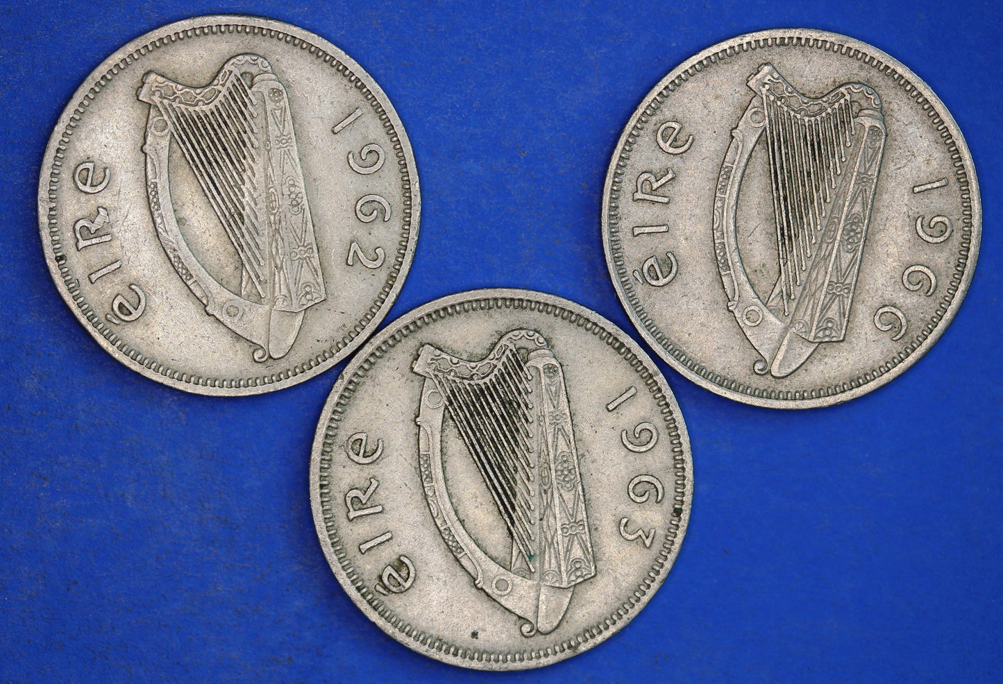GENUINE 3x Irish shillings Ireland EIRE coins, Various Dates, Bull Coins [01/25 31721]