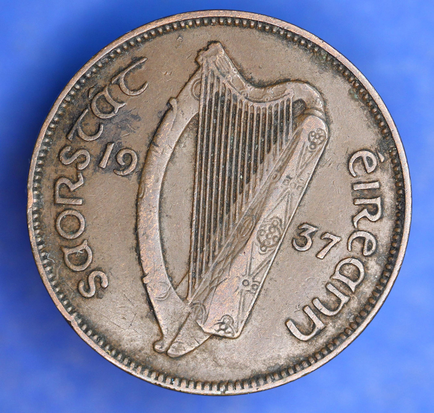 GENUINE 1937 Irish Half Penny Penny 1/2d EIRE Ireland coin, Sow & Piglets [01/25 31735]