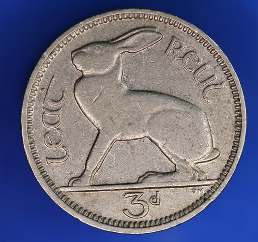 GENUINE 1934 Irish Threepences 3d Ireland EIRE, Irish Hare coin  [02/25 31861]